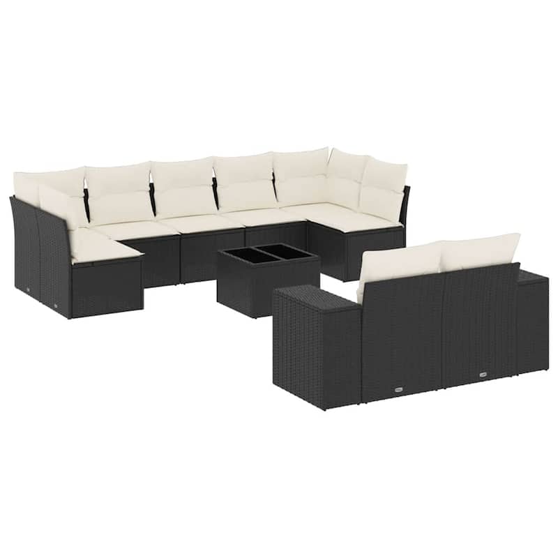 vidaXL Garden Sofa Set Black, Cream White - 113.8 x 65.4 x 33.5