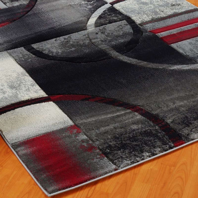 Modern Geometric Abstract Multicolor Area Rug