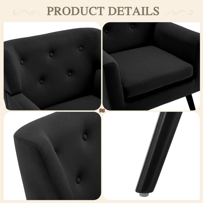 Velvet Upholstered Armchair Tufted Accent Chair, Set of 2 - 30.71"H x 28.35" W x 27.56"D