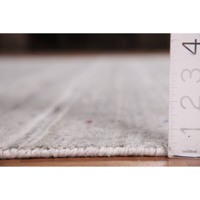 Silver Gray Striped Gabbeh Oriental Area Rug Handmade Wool Carpet - 9'0" x 12'0"