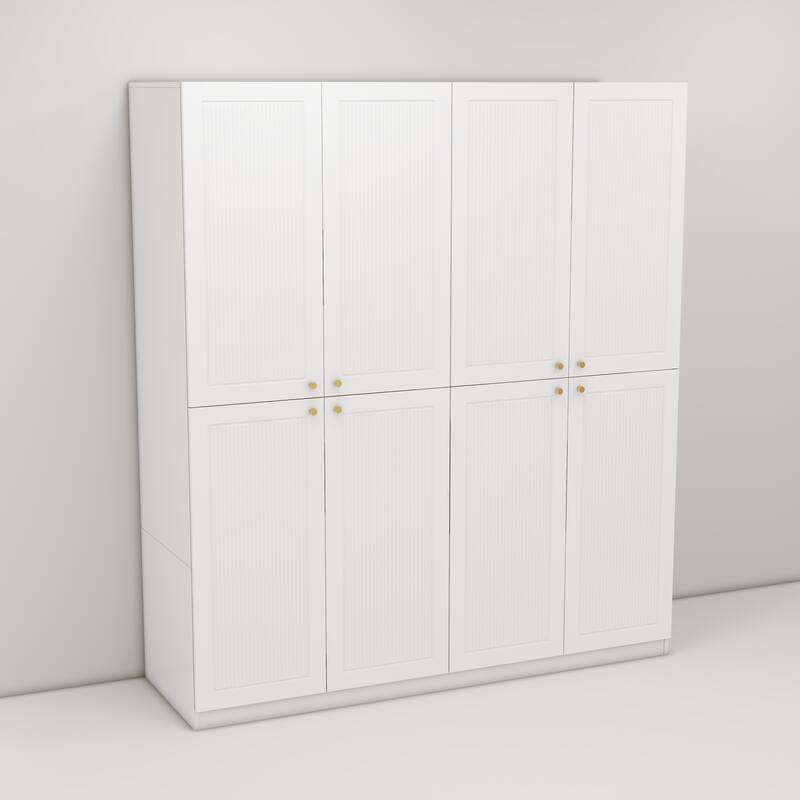 Modern White 63" Wide 4-Door Closet System
