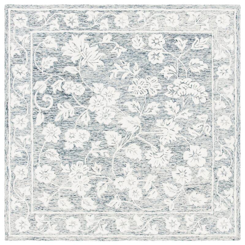 SAFAVIEH Handmade Capri Elfa Contemporary Wool Rug - 7' Square - Blue/Ivory