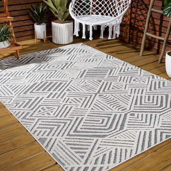 JONATHAN Y Jordan High-Low Pile Art Deco Geometric Indoor/Outdoor Area Rug. Opens flyout.
