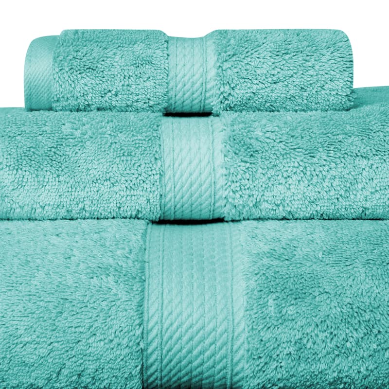 Superior Marche Egyptian Cotton Pile 3 Piece Towel Set - Turquoise