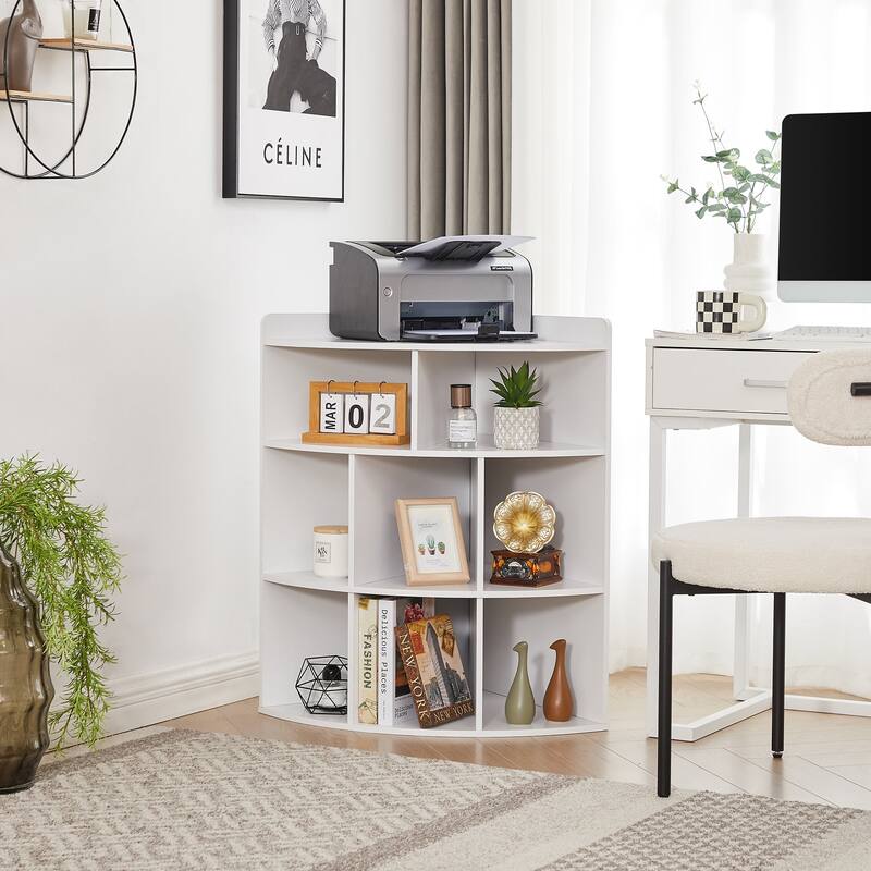 Javlergo 4-Tier Corner Bookcase, 8 Cube Triangle Bookcase Bookshelf Storage Cabinet for Home Office Bedroom Living Room