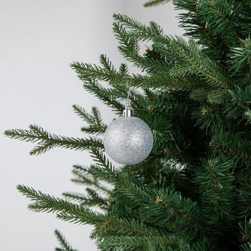 Glitzhome 191-Piece Glitter Ribbon Bow Gold Silver Ball Shatterproof Ornaments Xmas Tree Decor