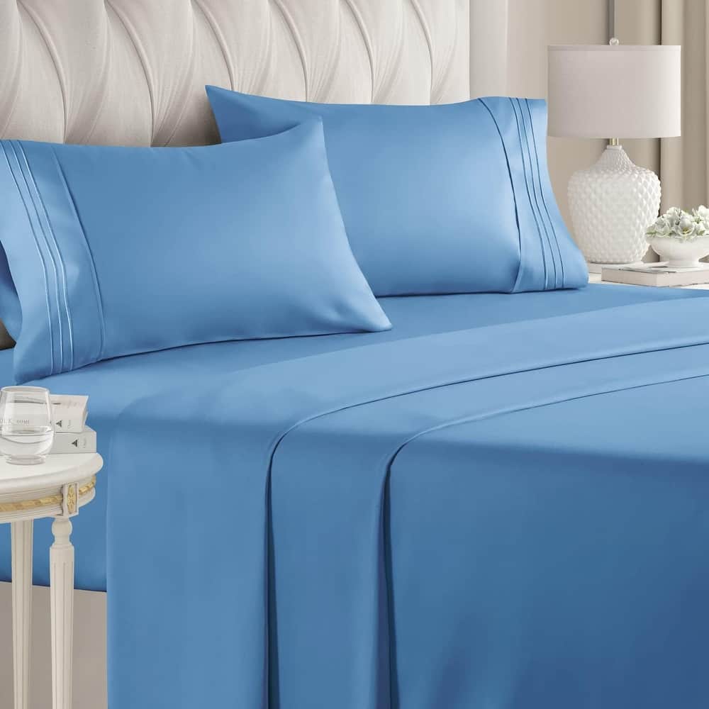 CGK Linens 4 Piece Solid Deep Pockets Microfiber, Easy-Fit Bed Sheet Set