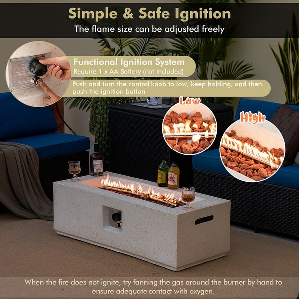 42'' Terrazzo Fire Pit Table 50,000 BTU Rectangle Propane Fire Pit