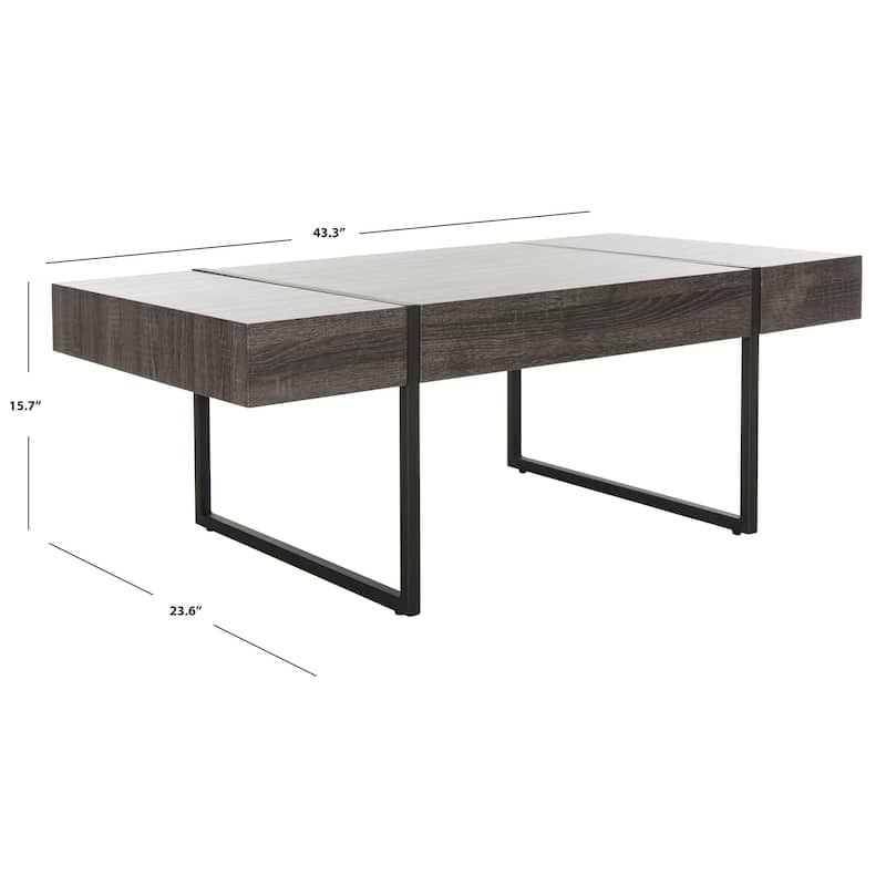 SAFAVIEH Tristan Modern Rustic Rectangular Coffee Table - 43.3" W x 23.6" L x 15.7" H - 43.3" W x 23.6" L x 15.7" H