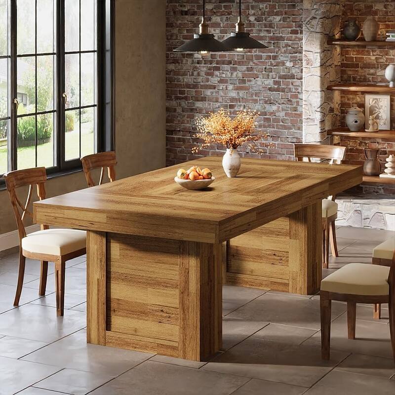 63'' Large Kitchen Table, Rectangle Dining Table for Dining Room, Family Meals, Banquets & Dinner Parties