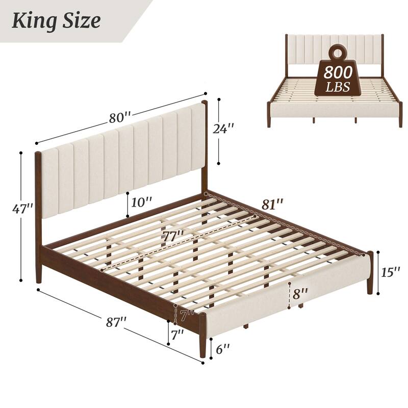 The Modern And Simple Solid Wood Bed In A Deep Walnut Tone Is Stable And Load-Bearing