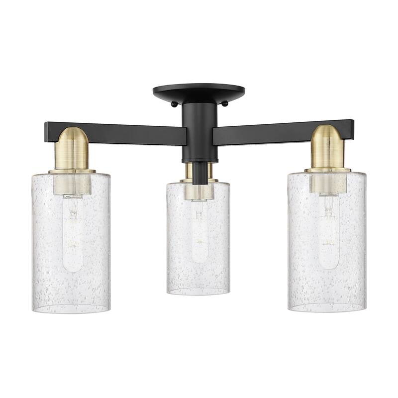 Innovations Lighting Endless Possibilities Arcadia - Clymer - 3 Light 21" Semi-Flush Mount - Black Antique Brass/Seedy