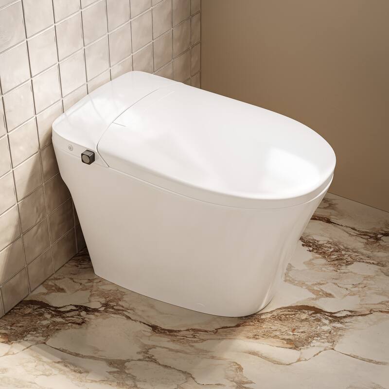Hugo H Power Flush Tankless Toilet 7" Back Outlet 1 Gpf Non-Electric Toilet With Integrated Tank, Manual Bidet in White