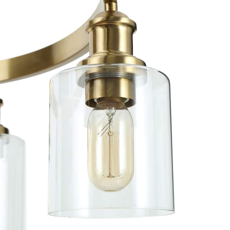 Oriva Modern 5-Light Gold Wagon Wheel Chandelier with Clear Glass Shades - Brushed Electroplated Copper - Dia.25"xH26.5"