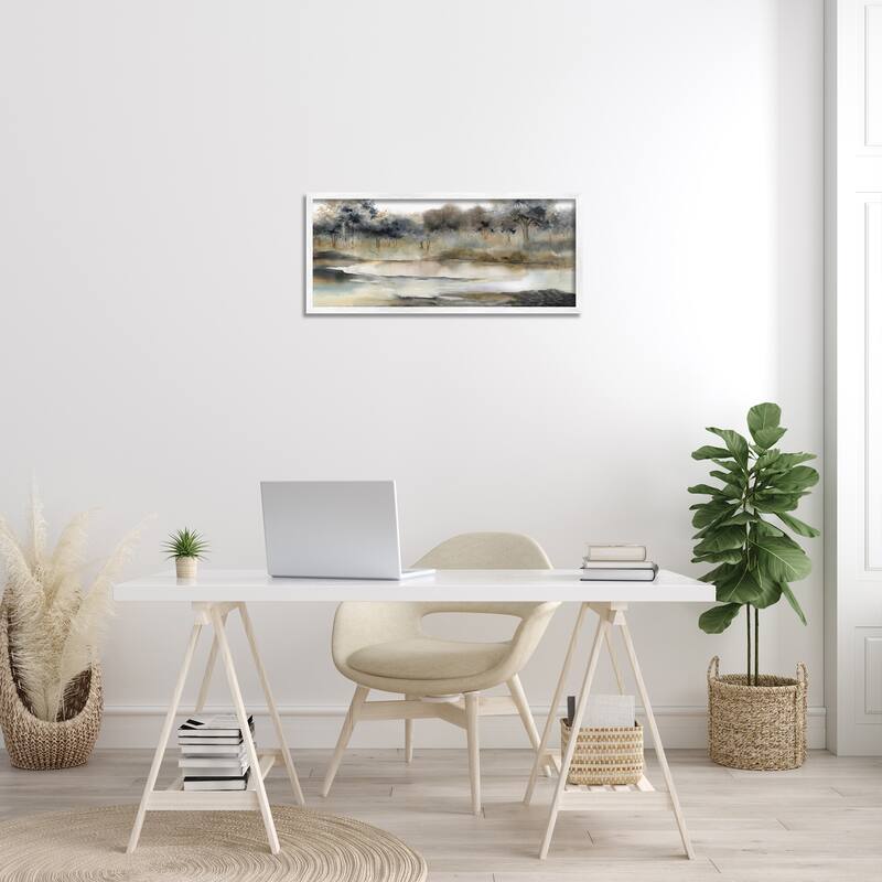 Stupell Trees By Lakeside Landscape Framed Giclee Art, Design by Carol Robinson