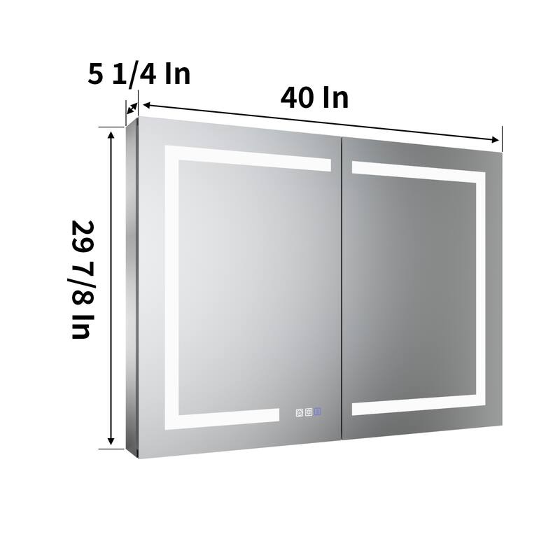ExBrite 36" x 30" LED Lighted Bathroom Medicine Cabinet with Mirror,Recessed or Surface Mount,Defog