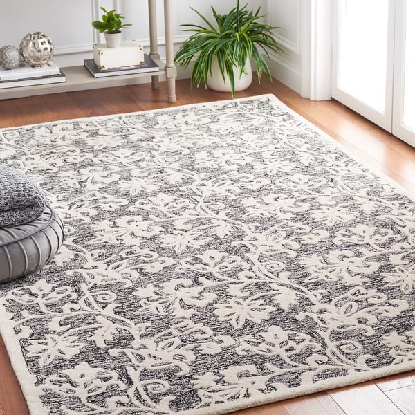 slide 2 of 52, Martha Stewart by SAFAVIEH Handmade Eibhlis Wool Rug 3' x 5' - Black/Ivory - Rectangle