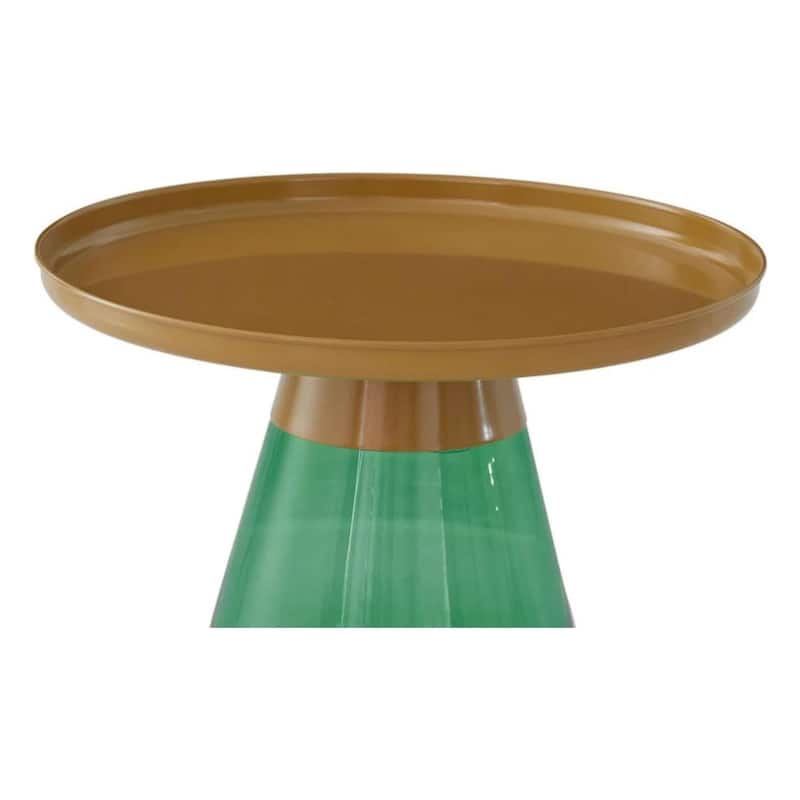 Matte Gold Titanium Coffee Table with Emerald Green Glass Base 24x17