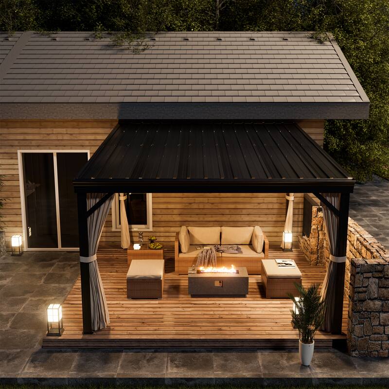 Wall-Mounted Hardtop Gazebo with Aluminum Frame