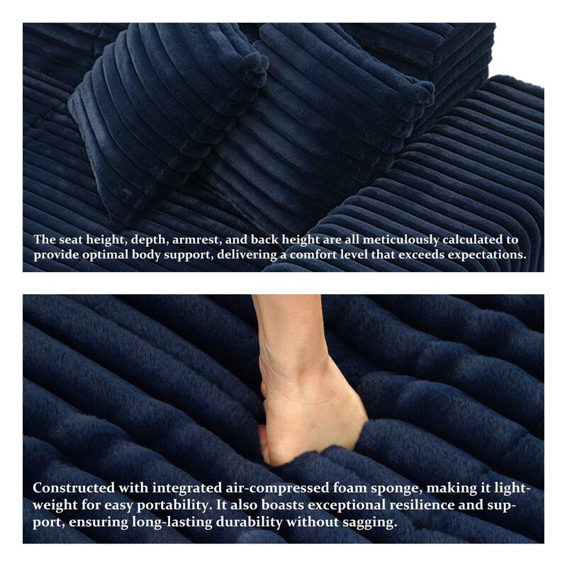 122" W No Assembly Sofa L-Shaded Sectional Modular with Chaise