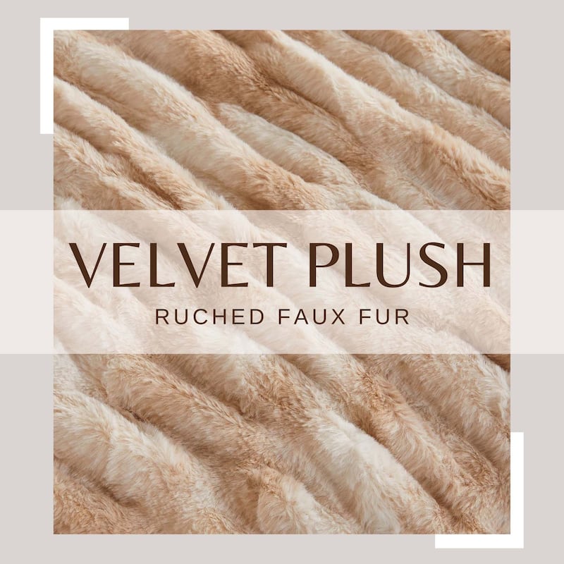 Luxurious Ruched Faux Fur Reversible Microfiber Throw