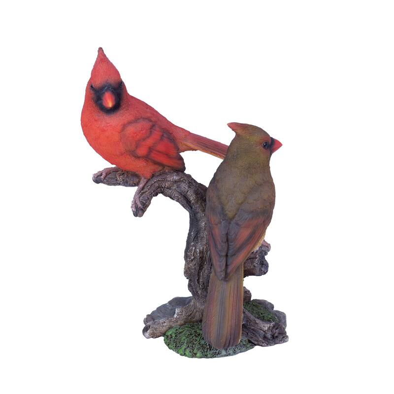 Two Cardinals Perched on Branch Garden Outdoor Statue - 8.75"