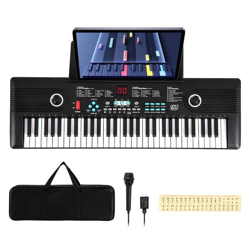 61 Keys Keyboard Piano Electric Digital Piano w/ 2 Built-in Speakers - Black