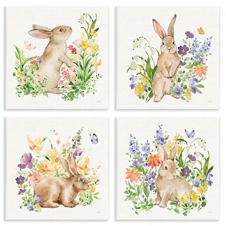 Stupell Celebrate Spring Floral Bunnies Wall Plaque Art Design By ...