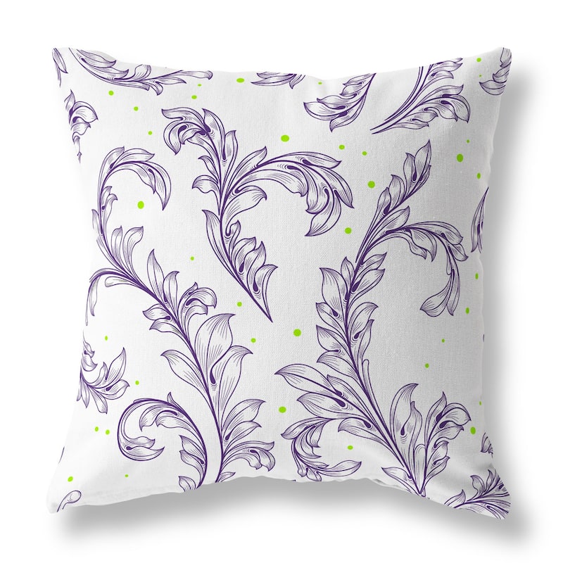 White And Violet Petal Perfection Indoor/Outdoor Throw Pillow Zipper