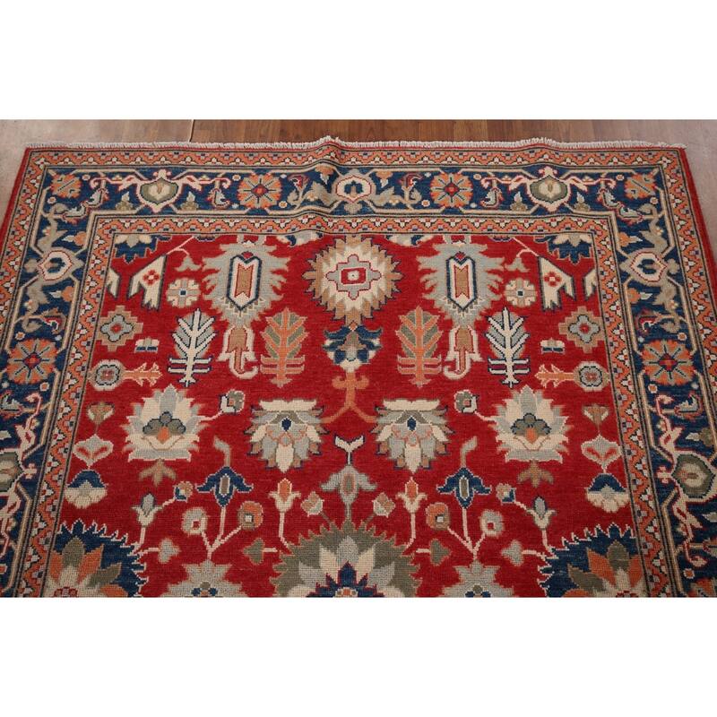 Red Oriental Kazak Area Rug Hand-Knotted Wool Carpet - 5'1" x 6'7"