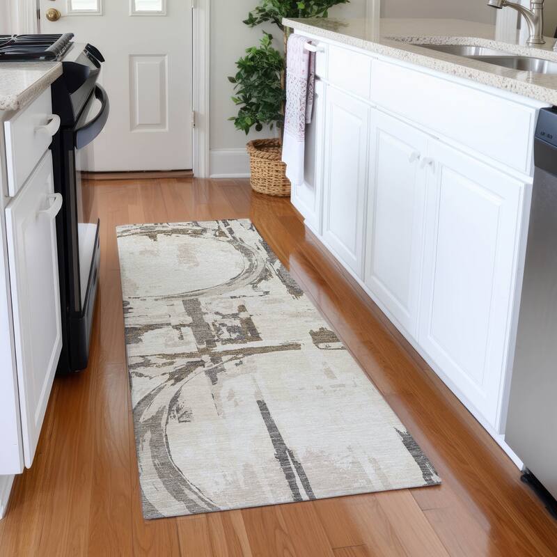 Premium Washable Super Soft Contemporary Casual Mayfield Rug - Ivory - 2'3" x 7'6"