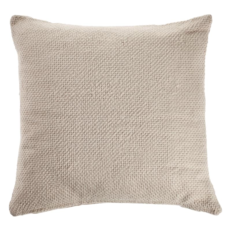 Sevita Natural Light Cream Solid Throw Pillow