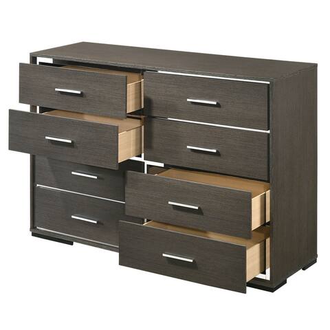 Dresser with 8 Storage Drawers Rectangular Double Chest, Antique Gray