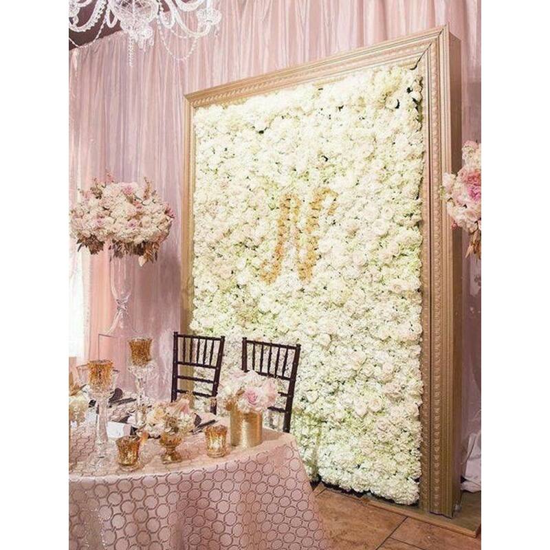 Enova Home Artificial Faux Foliage Wall Mat Panel Hydrangea Flower Backdrop for Wedding Party Photo Event Decoration