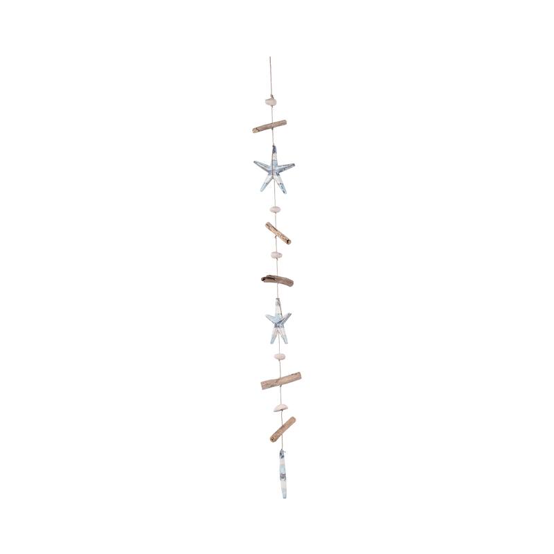 Decorative Wooden Boat Hanging Beaded Garland - 39", Blue & White