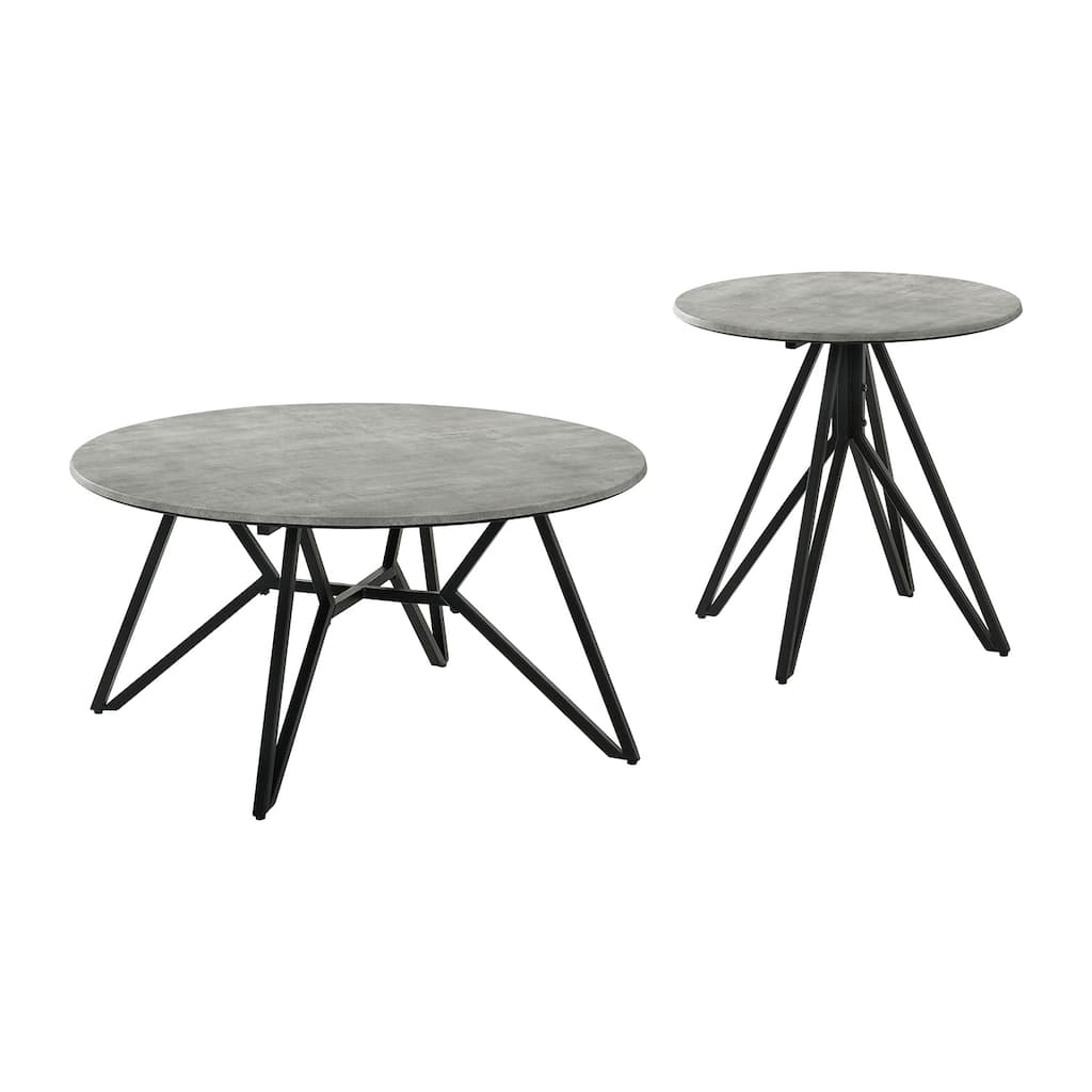 Table Set with Metal Base in Cement and Black