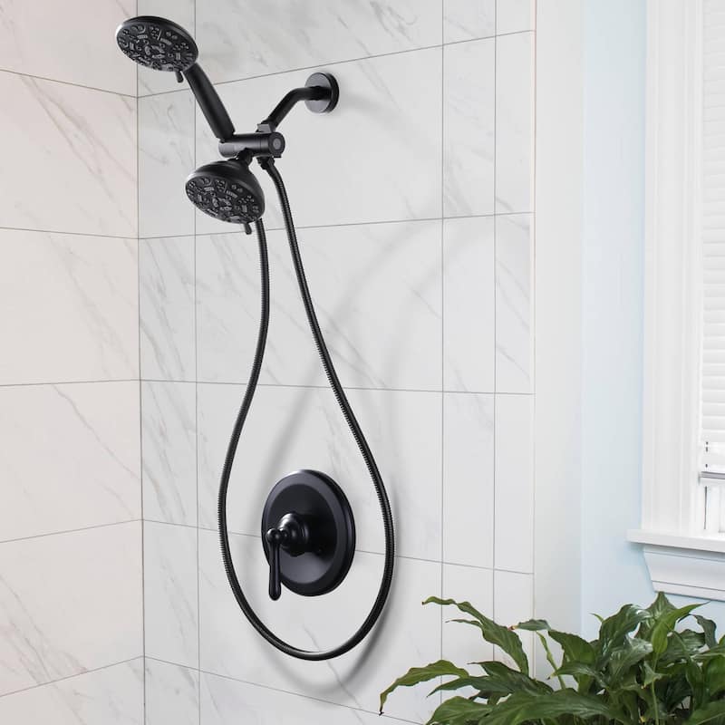 WOWOW 7-spray Wall Mount Dual Shower Head Faucet