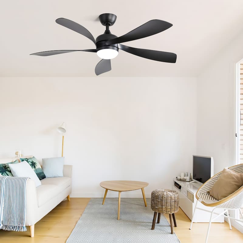 45 Inch Matte Black Smart Ceiling Fan with Light