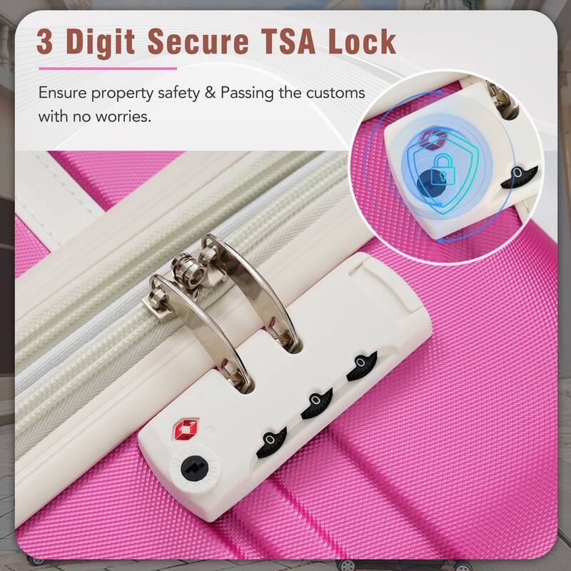 Lightweight 3-Piece Hardside Luggage Set with TSA Lock, 20" & 28" Spinner Suitcases & Cosmetic Case