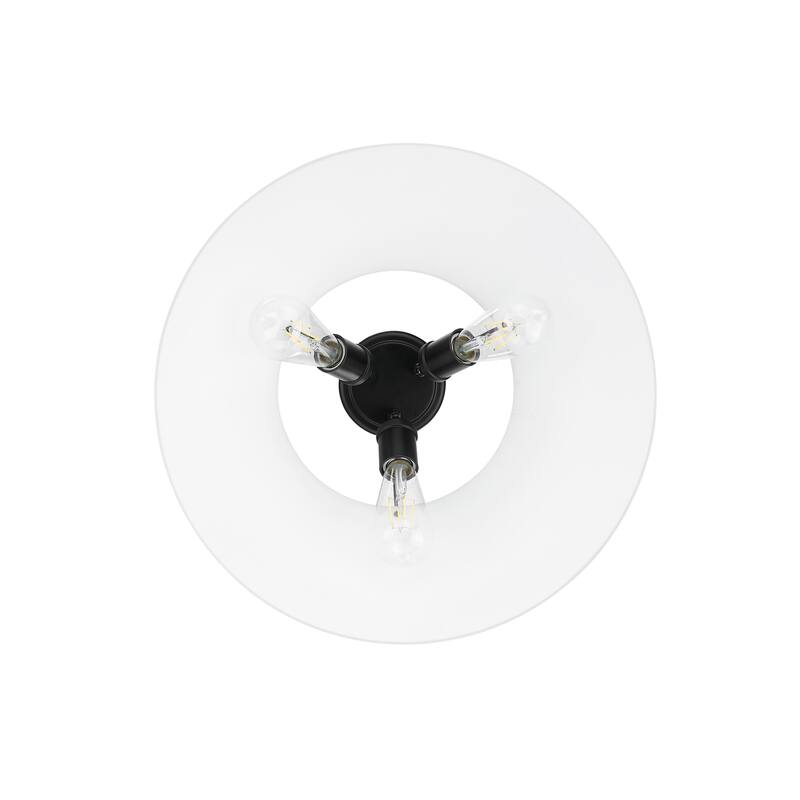 Yep by Golden Lighting Orwell 3-light Flush Mount in Matte Black and Opal Glass