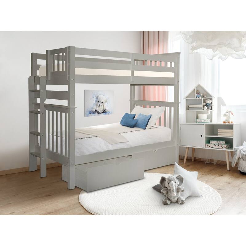 Taylor & Olive Trillium Tall Twin over Twin Bunk Bed, 2 Drawers