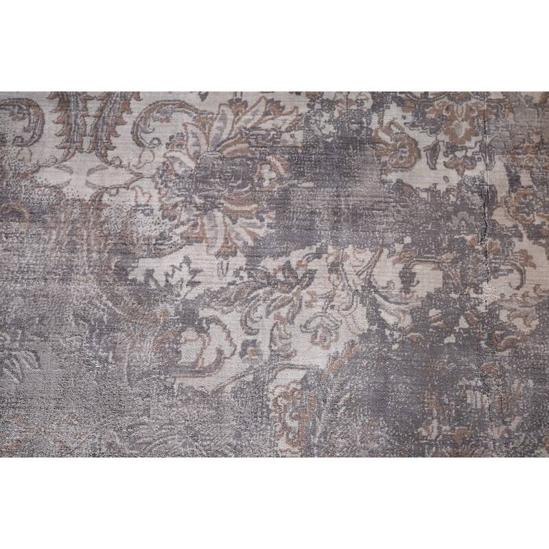 Silver Gray Abstract Indian Area Rug Handmade Wool Carpet - 5'1"x 8'0"
