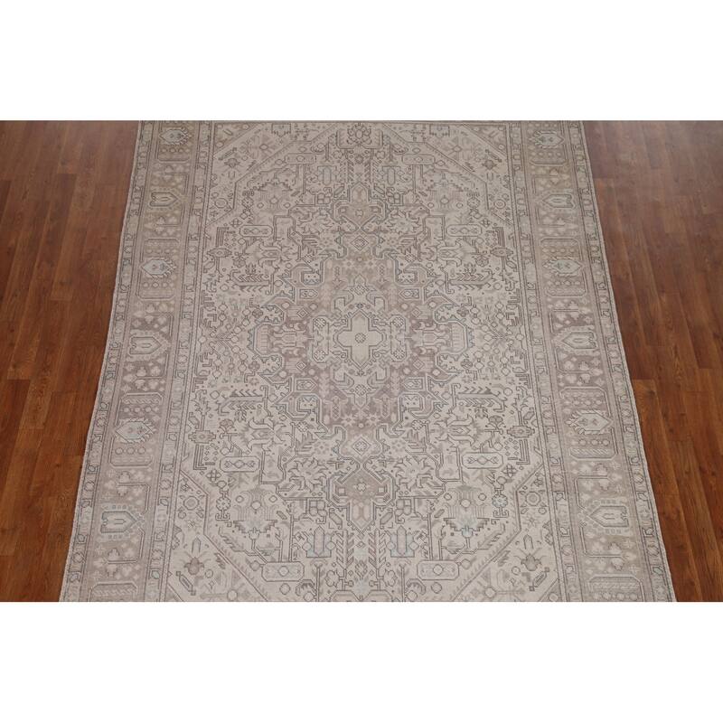 Distressed Tabriz Persian Rug Hand-knotted Wool Carpet - 6'3" x 9'6"