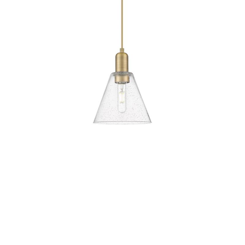 Innovations Lighting 716-1P-11-8 Berkshire Glass Pendant Berkshire - Brushed Brass / Seedy