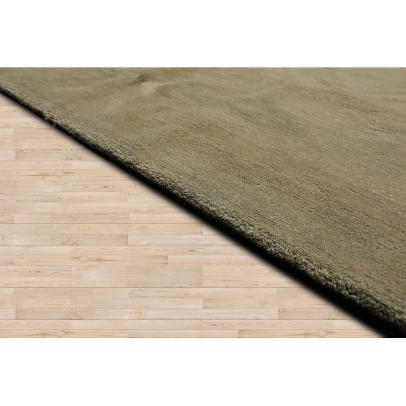 Hand Knotted Modern Moss Tibetan Wool Modern Oriental Area Rug - 9' x 12'