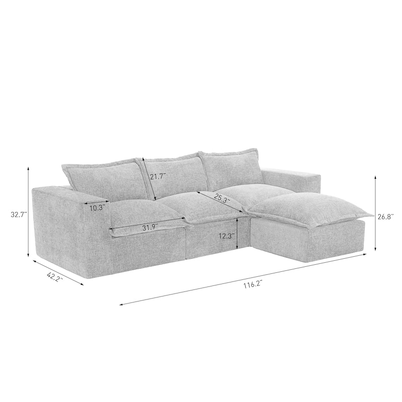 Comfy Cloud Couch Plush Modular Sectional Sofa For Living Room