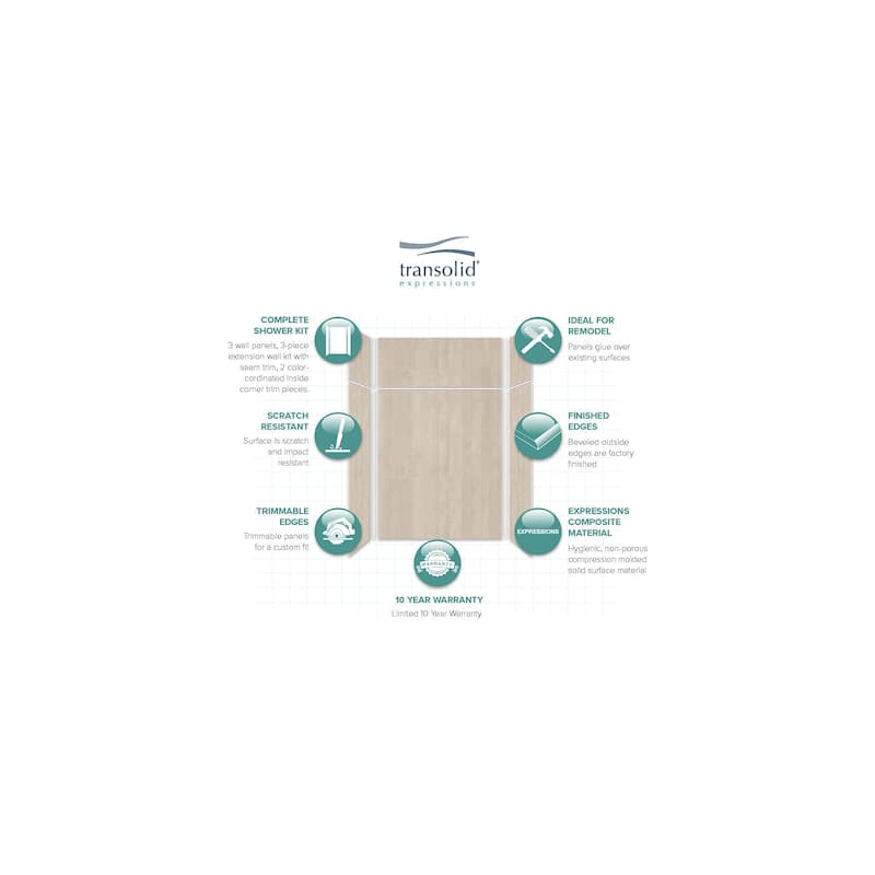 Transolid Expressions 32-in X 60-in X 96-in Glue to Wall Shower/Walls - 60" x 32" x 96"