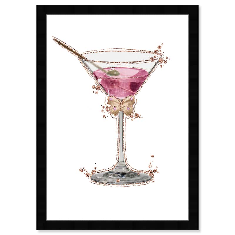 Wynwood Studio Prints Drinks and Spirits Glimmering Martini Pink and Dark Pink Glam Wall Art Canvas Print
