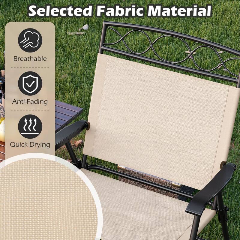 Gymax 4 Pack Patio Folding Chairs w/ Backrests & Armrests Metal Frame