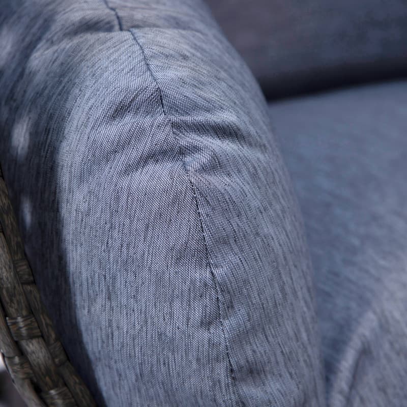 LeisureMod Charcoal Single Seater Rattan Wicker Egg Swing Hanging Chair for Indoor Outdoor Patio Porch Backyard Garden